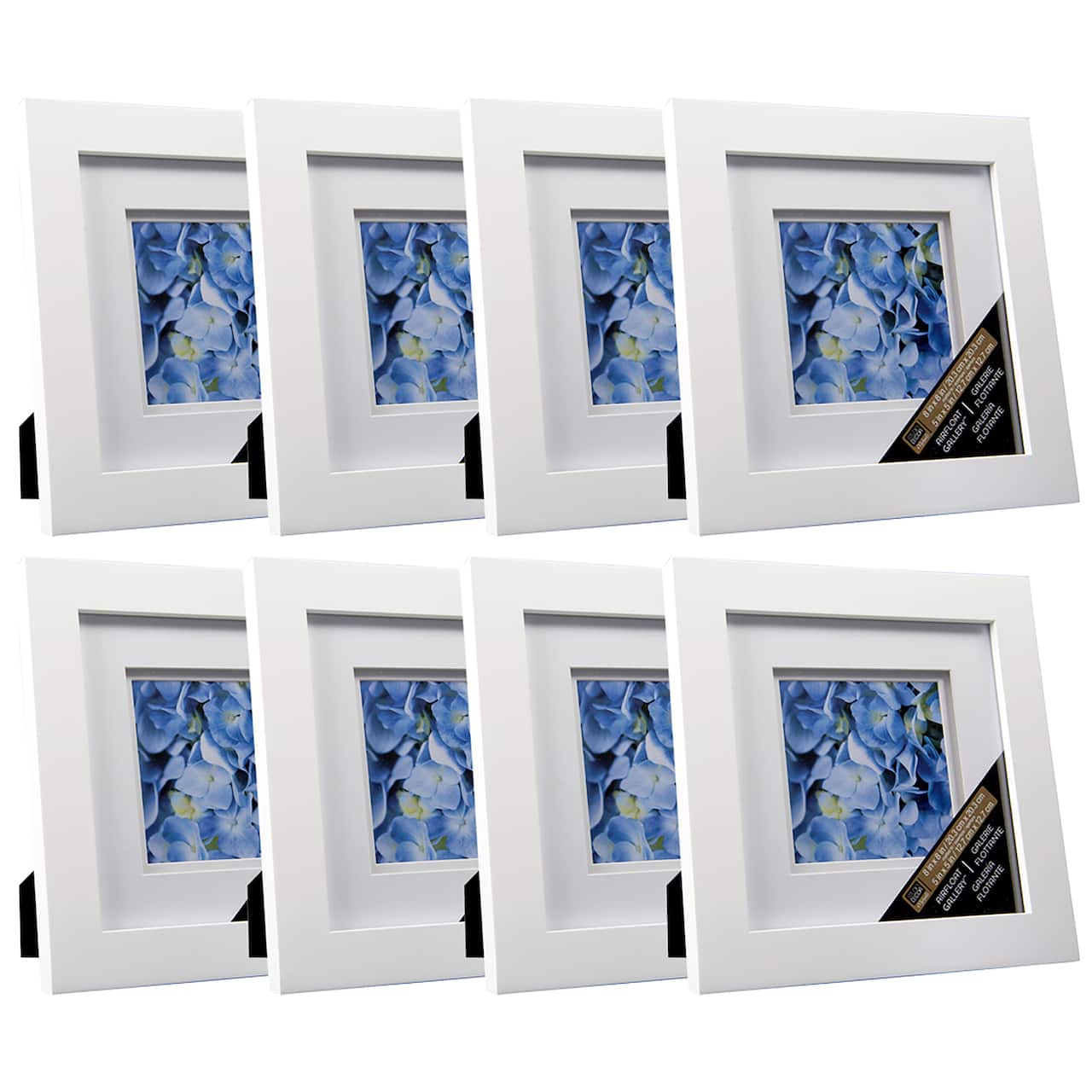 8 Pack: White 5" x 5" Gallery Frame with Double Mat by Studio Décor®